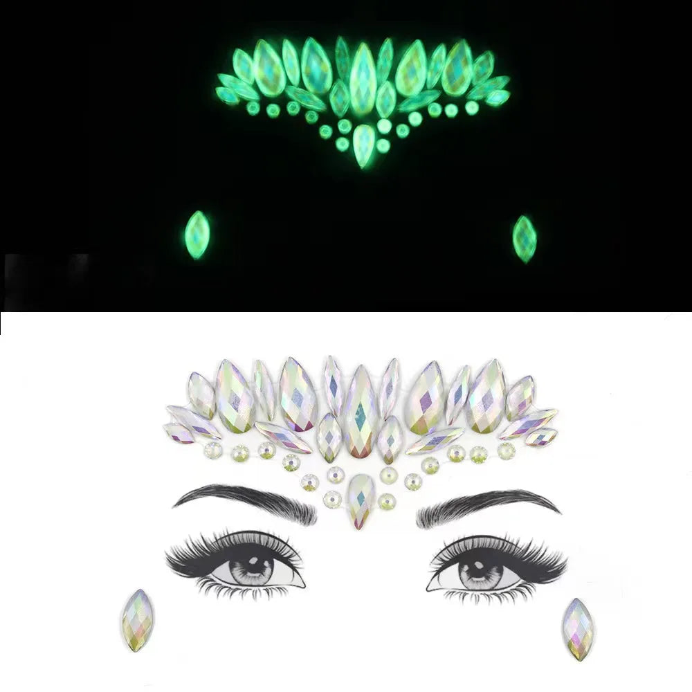 Fashion Portable Luminous Gem Carnival Music Face Stickers