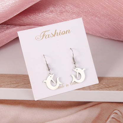 1 Pair Fashion Portrait Polishing Stainless Steel Drop Earrings