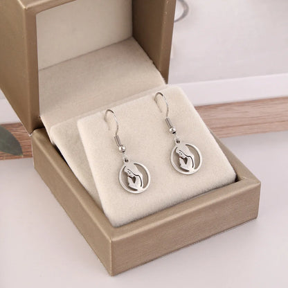 1 Pair Fashion Portrait Polishing Stainless Steel Drop Earrings