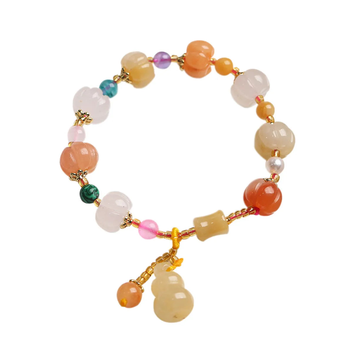 Fashion Pumpkin Jade Beaded Knitting Bracelets 1 Piece