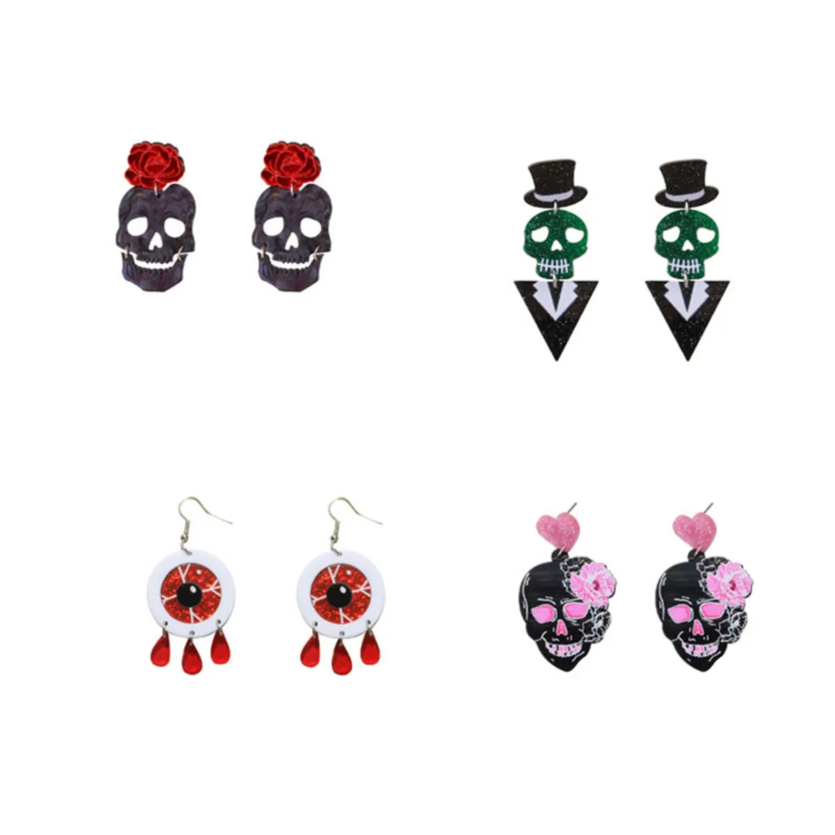 Fashion Pumpkin Letter Ghost Patchwork Arylic Earrings