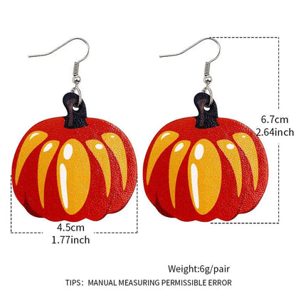 Fashion Pumpkin Pu Leather Printing Women's Drop Earrings 1 Pair