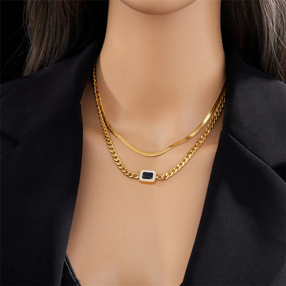 Fashion Punk Korean Style Geometric Titanium Steel Layered Metal Layered Necklaces 1 Piece