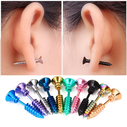 Fashion Punk Style Titanium Steel Screw Stud Earrings