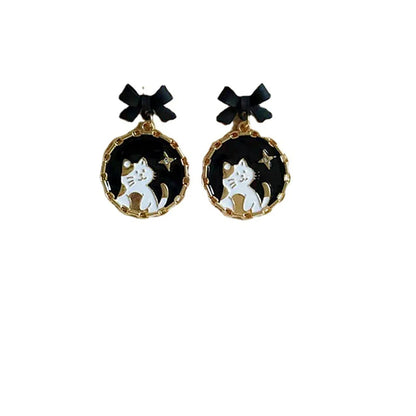 Fashion Rabbit Cat Alloy Enamel Women'S Drop Earrings 1 Pair