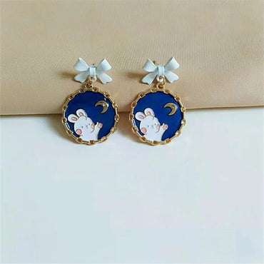 Fashion Rabbit Cat Alloy Enamel Women'S Drop Earrings 1 Pair