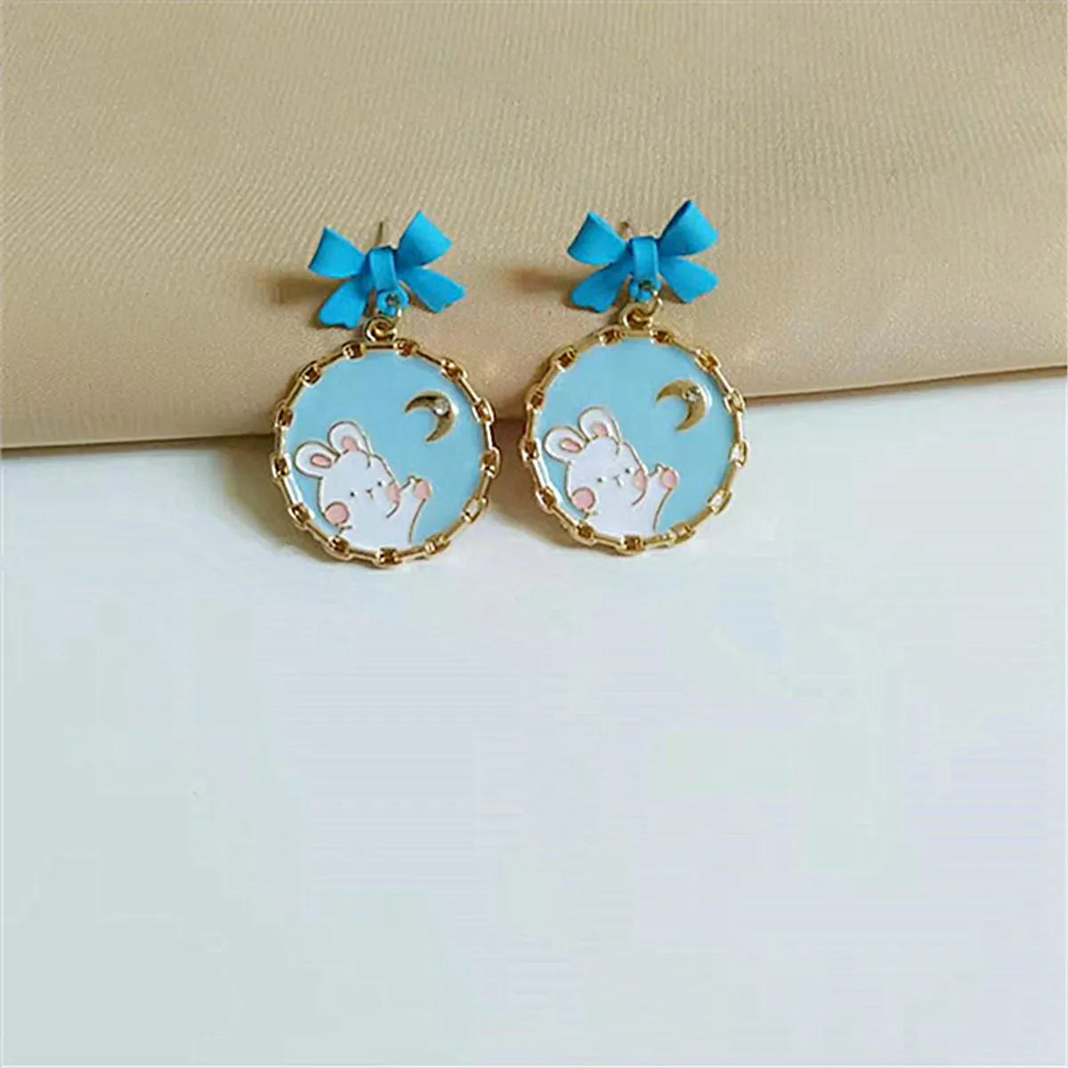 Fashion Rabbit Cat Alloy Enamel Women'S Drop Earrings 1 Pair