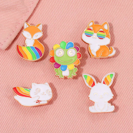 Fashion Rabbit Fox Frog Alloy Stoving Varnish Unisex Brooches