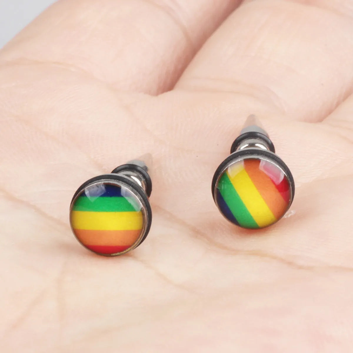 Fashion Rainbow Alloy Plating Unisex Ear Studs 1 Pair