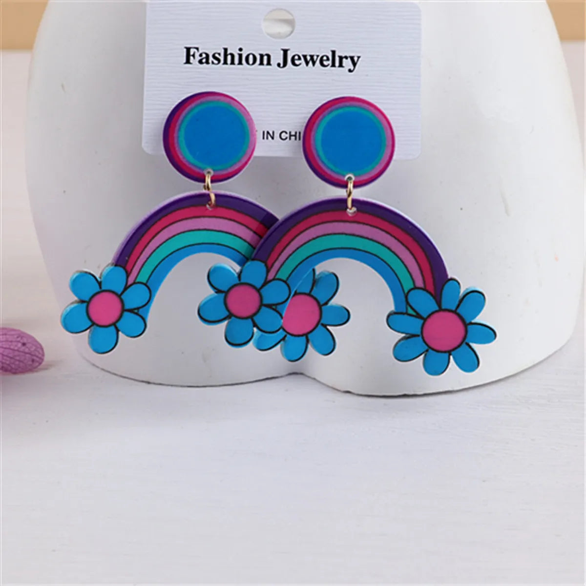 Fashion Rainbow Arylic Women'S Drop Earrings 1 Pair