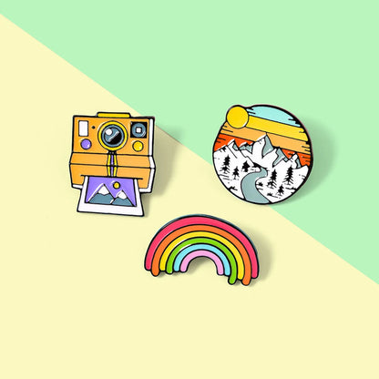 Fashion Rainbow Camera Alloy Enamel Unisex Brooches