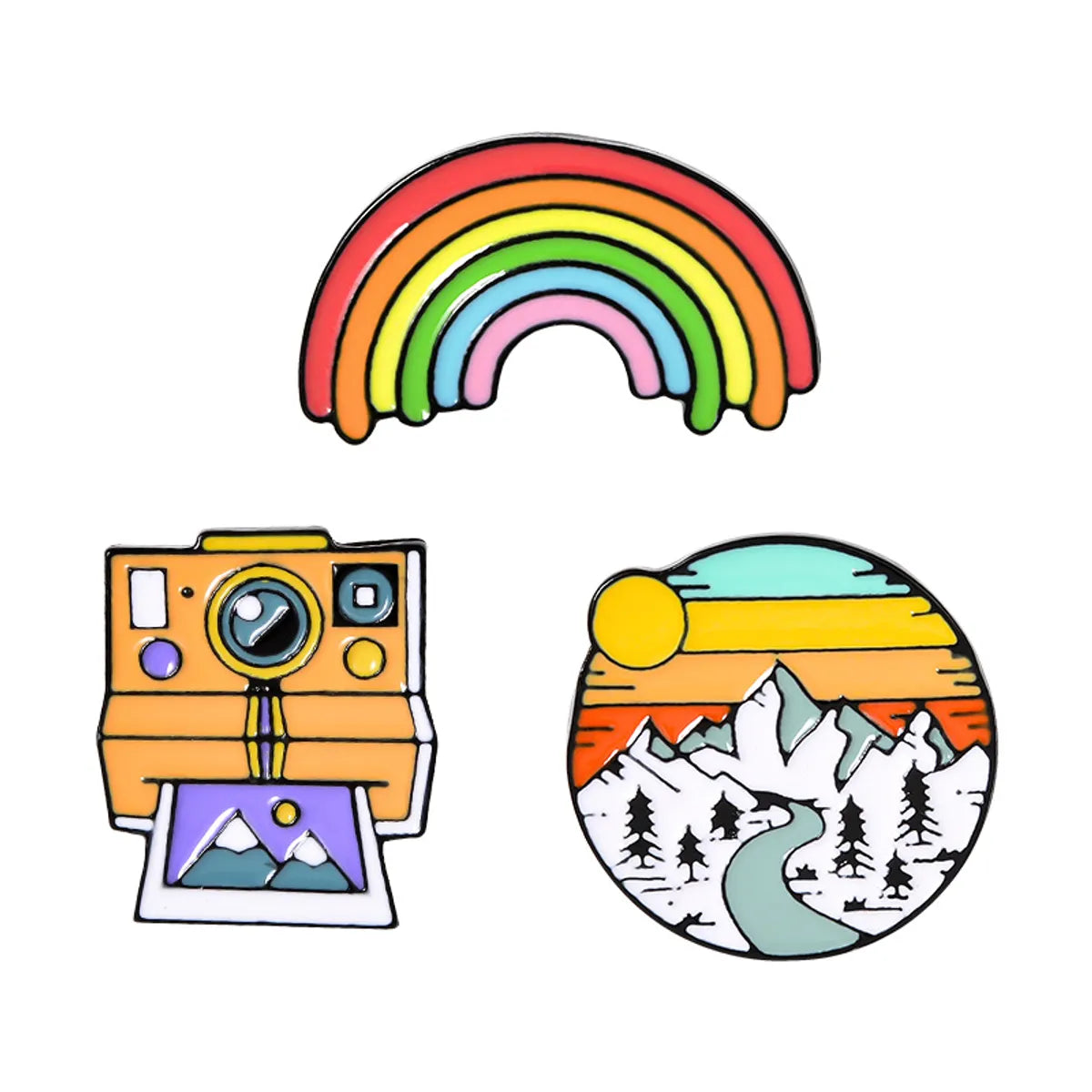 Fashion Rainbow Camera Alloy Enamel Unisex Brooches