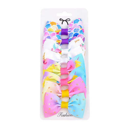 Fashion Rainbow Gradient Color  Headdress Bowknot Children'S Headdress