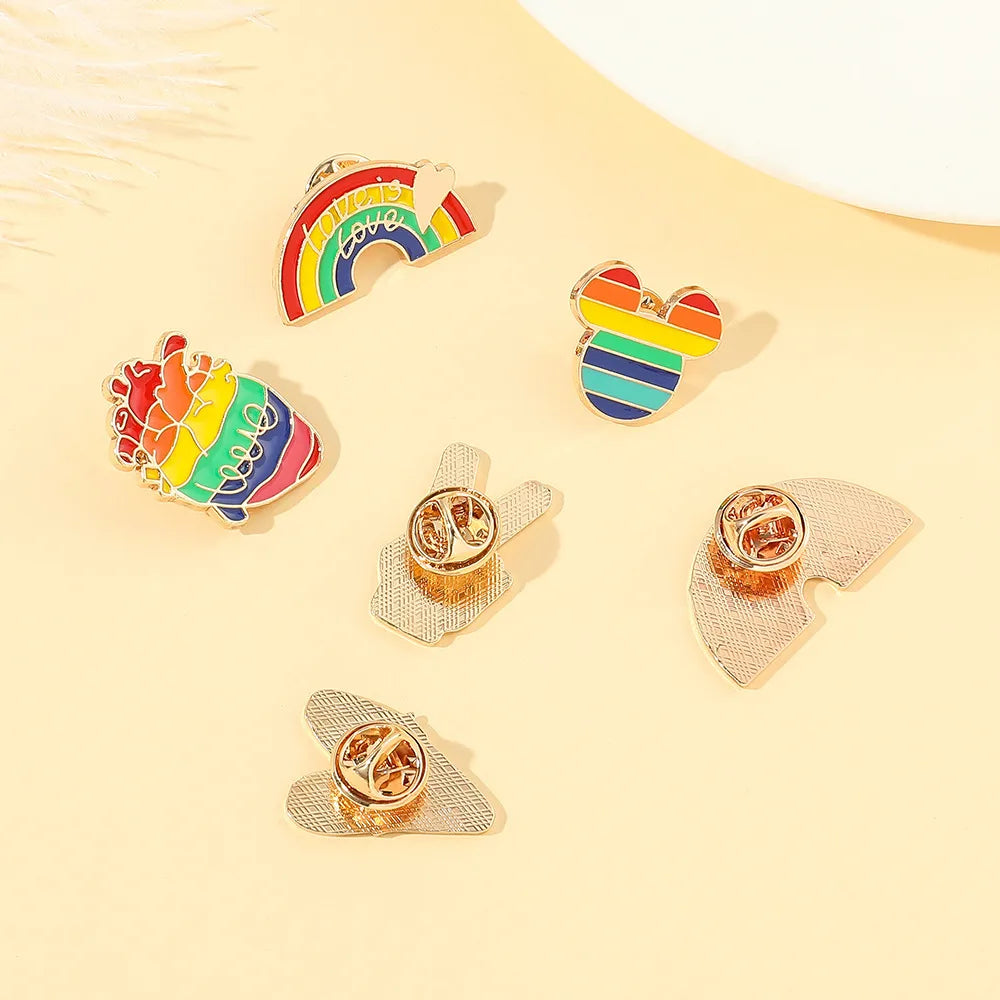 Fashion Rainbow Heart Shape Alloy Plating Unisex Brooches