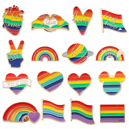 Fashion Rainbow Heart Shape Alloy Plating Unisex Brooches