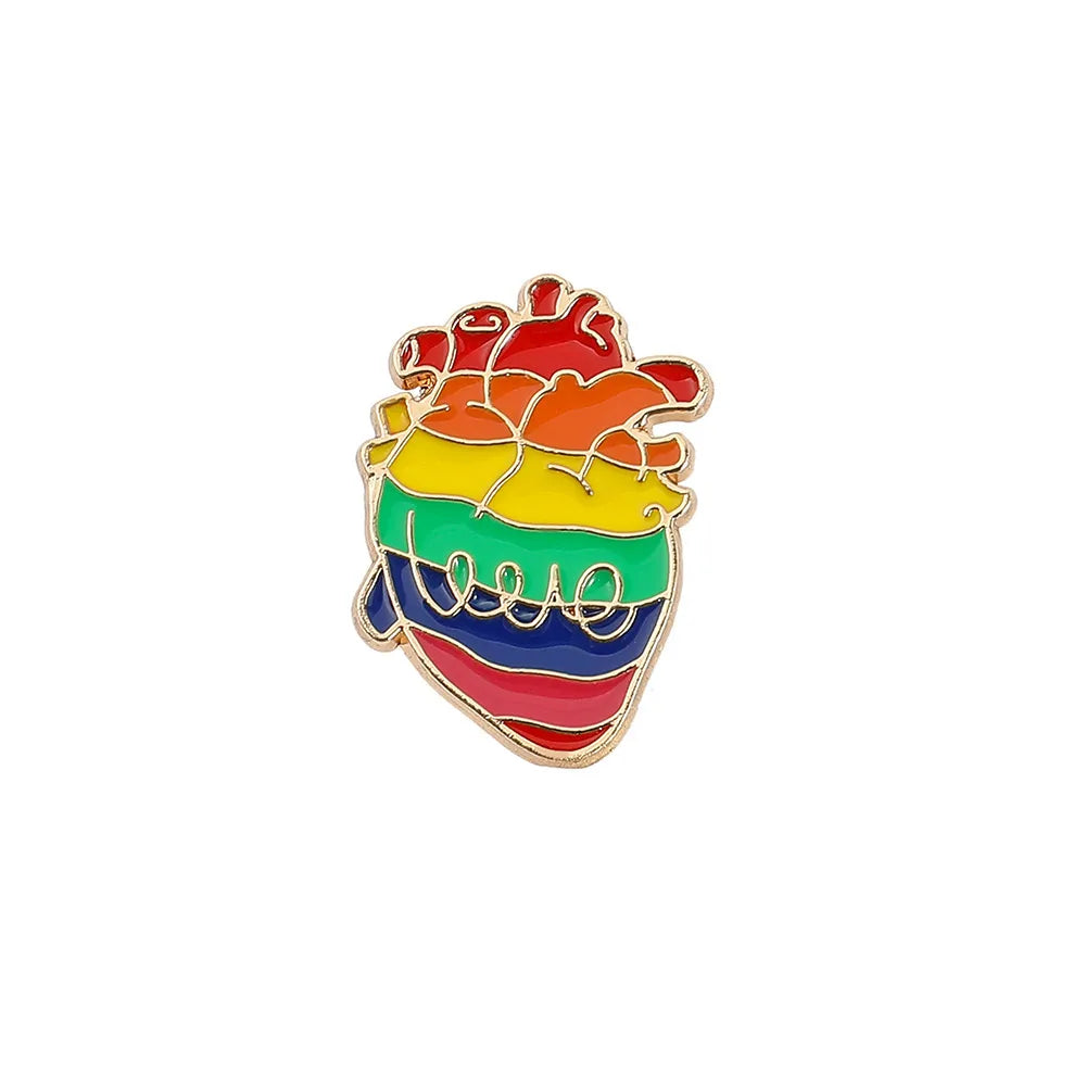 Fashion Rainbow Heart Shape Alloy Plating Unisex Brooches