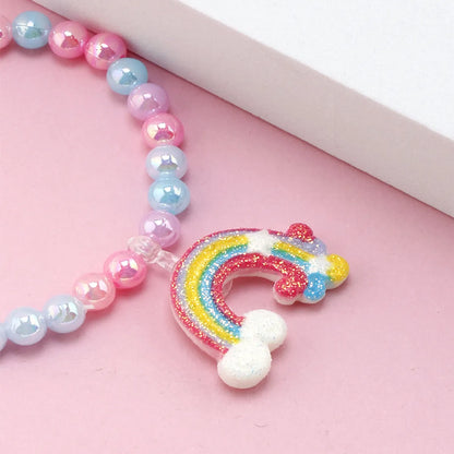 Fashion Rainbow Heart Shape Arylic Kid's Bracelets