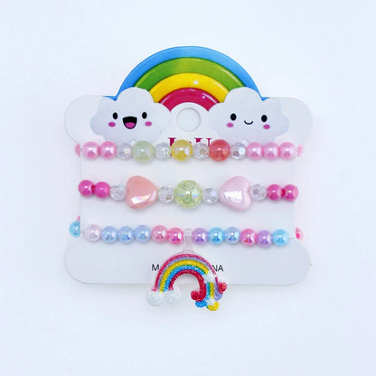 Fashion Rainbow Heart Shape Arylic Kid's Bracelets