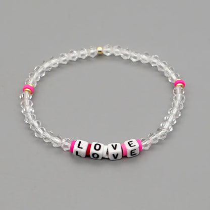 Fashion Rainbow Soft  Crystal Letter Handmade Beaded Bracelet Wholesale