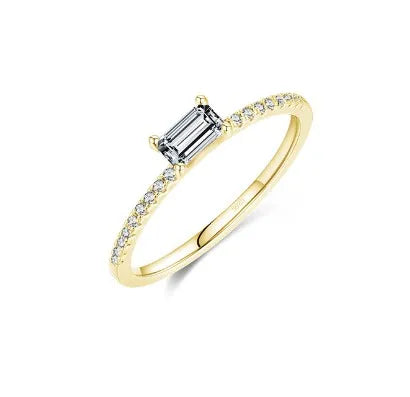 Fashion Rectangle Silver Inlay Zircon Rings 1 Piece