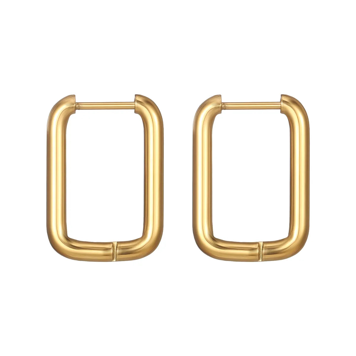 1 Pair Fashion Rectangle Plating 201 Stainless Steel 18K Gold Plated Hoop Earrings