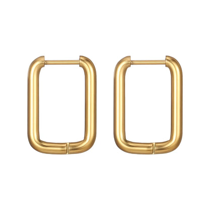 1 Pair Fashion Rectangle Plating 201 Stainless Steel 18K Gold Plated Hoop Earrings