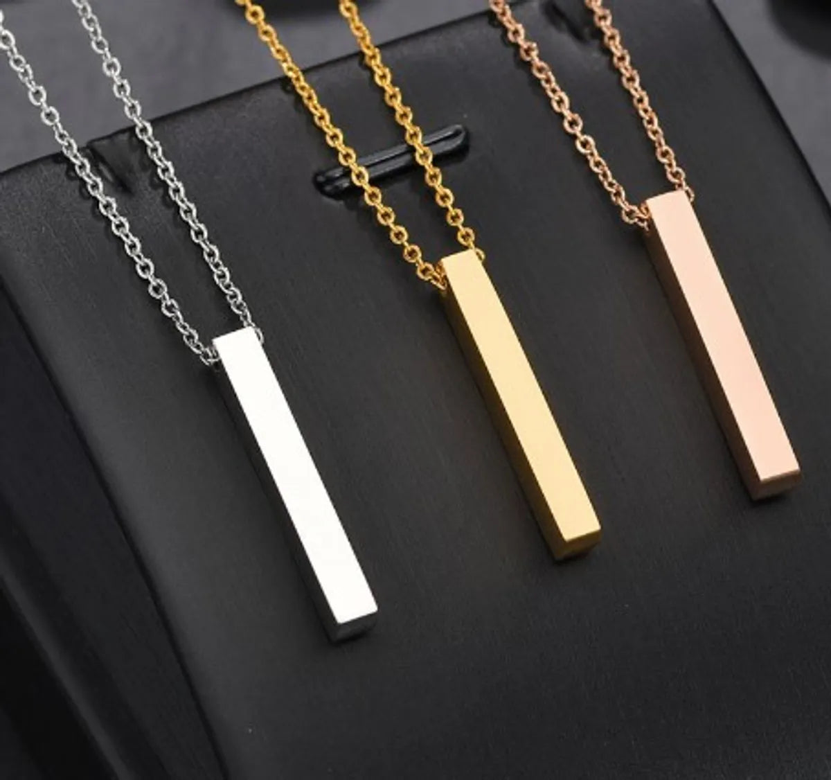 Fashion Rectangle Stainless Steel Plating Pendant Necklace 1 Piece