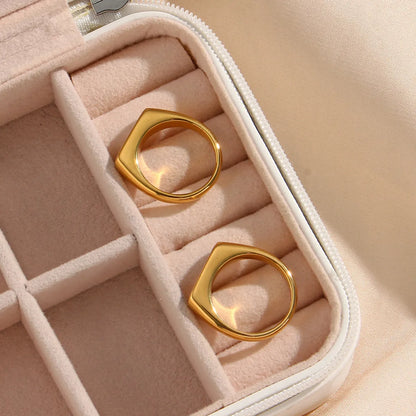 Fashion Rectangle Stainless Steel Plating Shell Gold Plated Rings