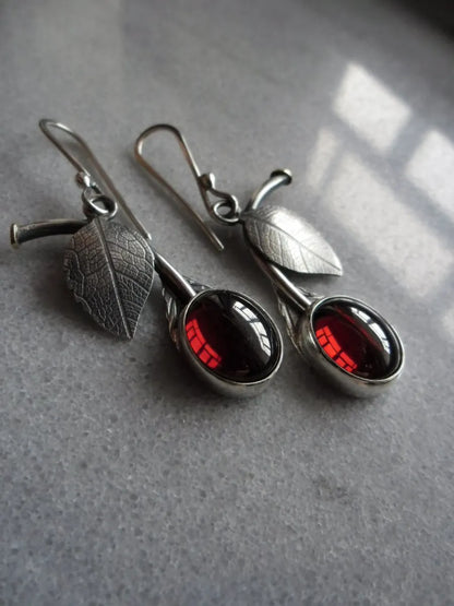 Fashion Red Cherry Earrings Fashion Leaf Earrings