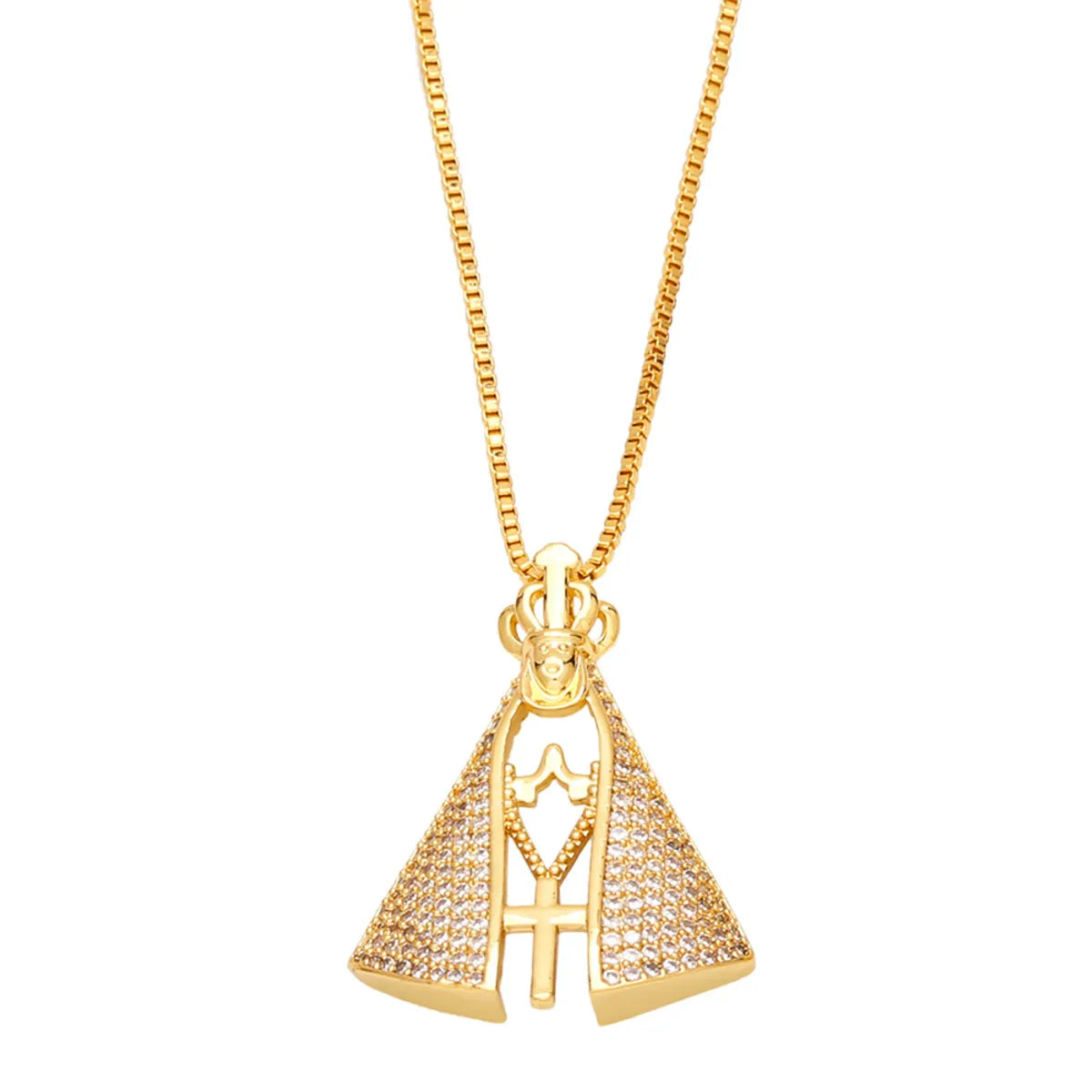 Fashion Religious Element Diamond Pendant Copper Necklace