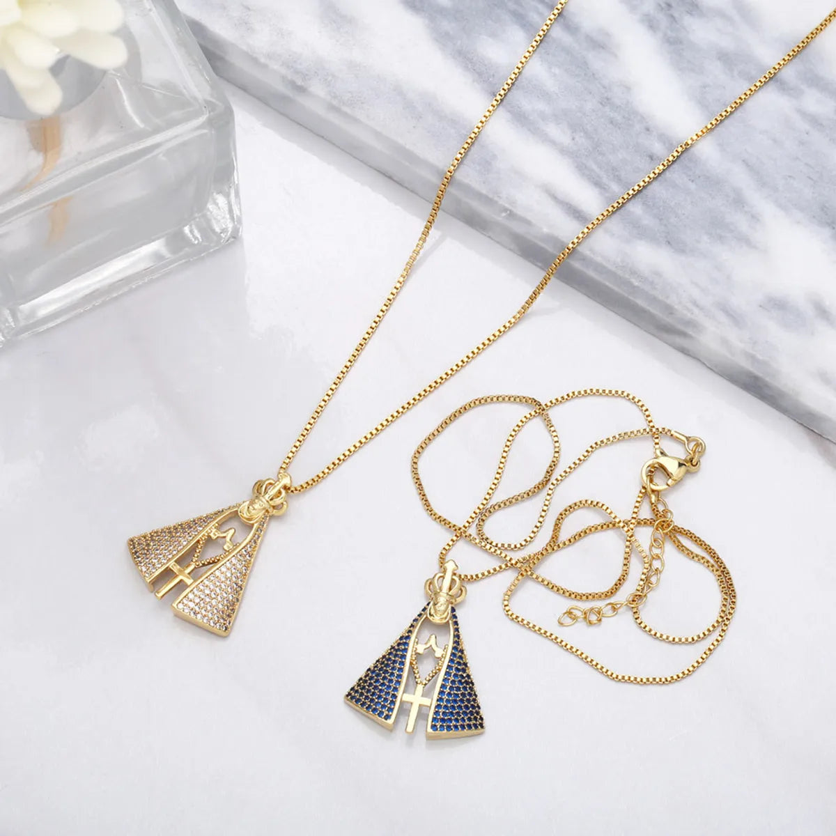 Fashion Religious Element Diamond Pendant Copper Necklace