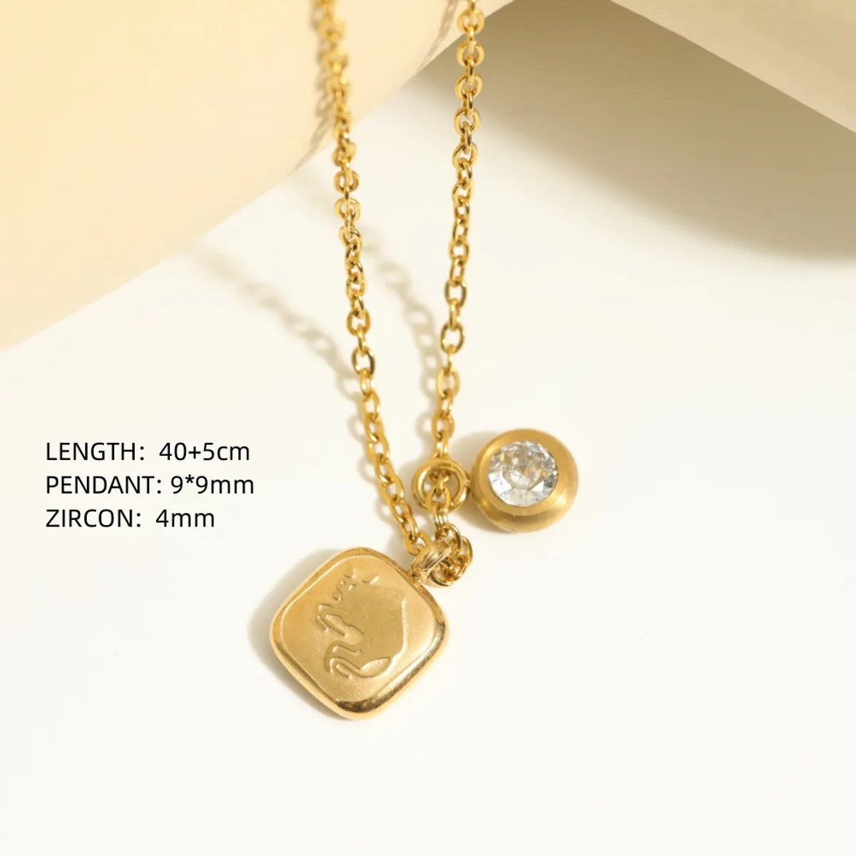 Fashion Retro 12 Constellation Stone Pendant Stainless Steel Necklace