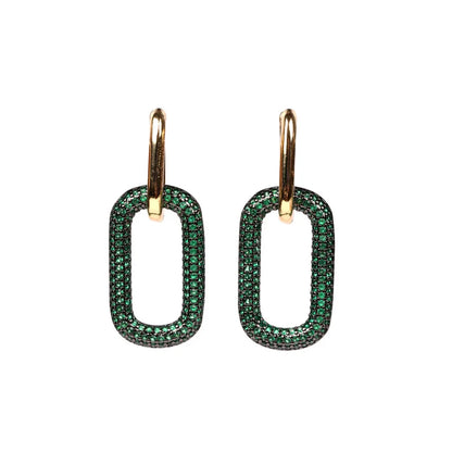 Fashion Retro Emerald Zircon Geometric Snake-Shaped Gold Plated Ear Clip