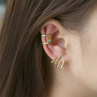 Fashion Retro Emerald Zircon Geometric Snake-Shaped Gold Plated Ear Clip