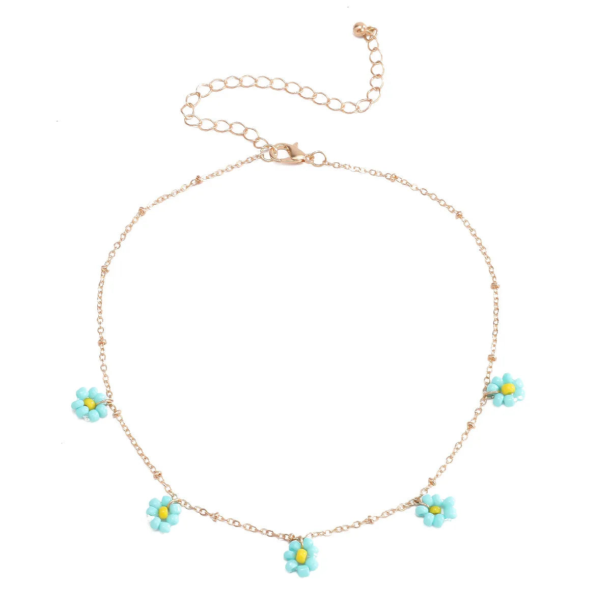 Fashion  Retro Ethnic Style Flower Simple And Stylish Rice Bead Necklace