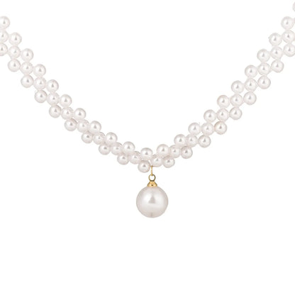 Fashion Retro Pearl Braided Necklace Alloy Clavicle Chain