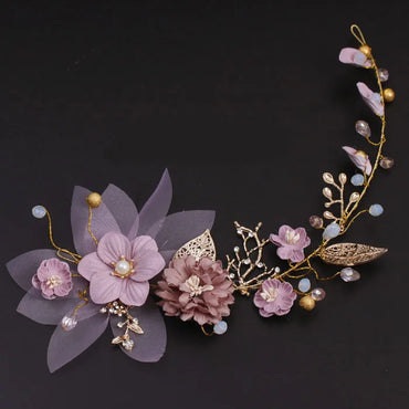 Fashion Retro Purple Bridal Headdress Head Flower Wedding Hair Accessories