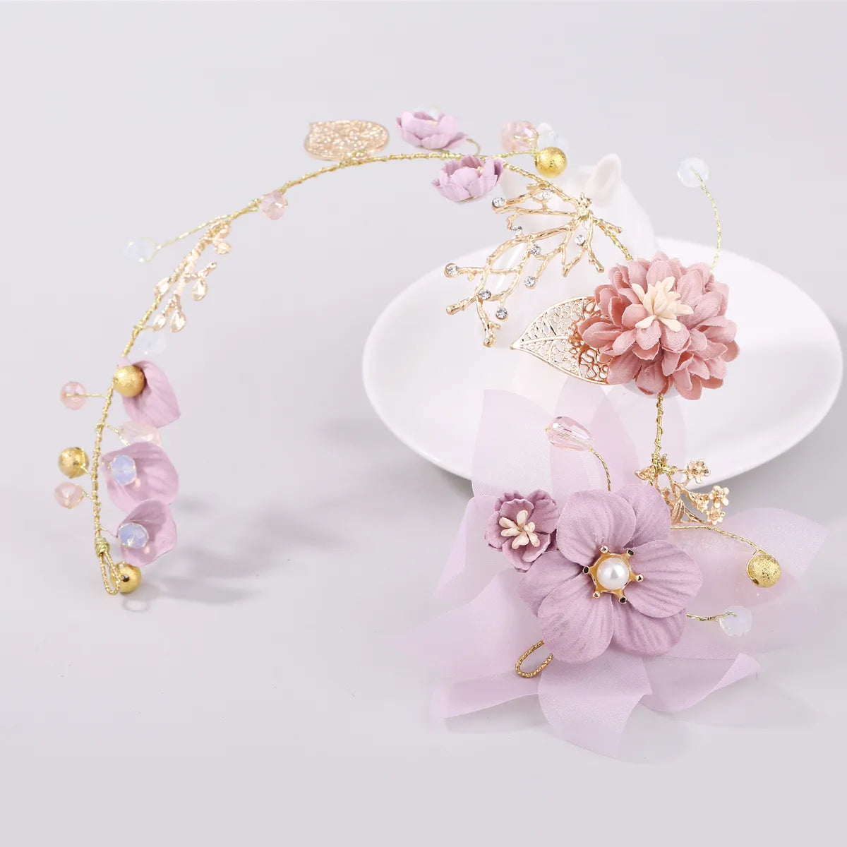 Fashion Retro Purple Bridal Headdress Head Flower Wedding Hair Accessories