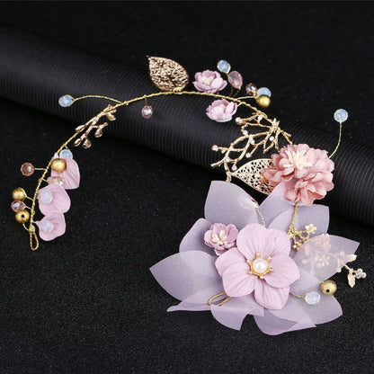 Fashion Retro Purple Bridal Headdress Head Flower Wedding Hair Accessories