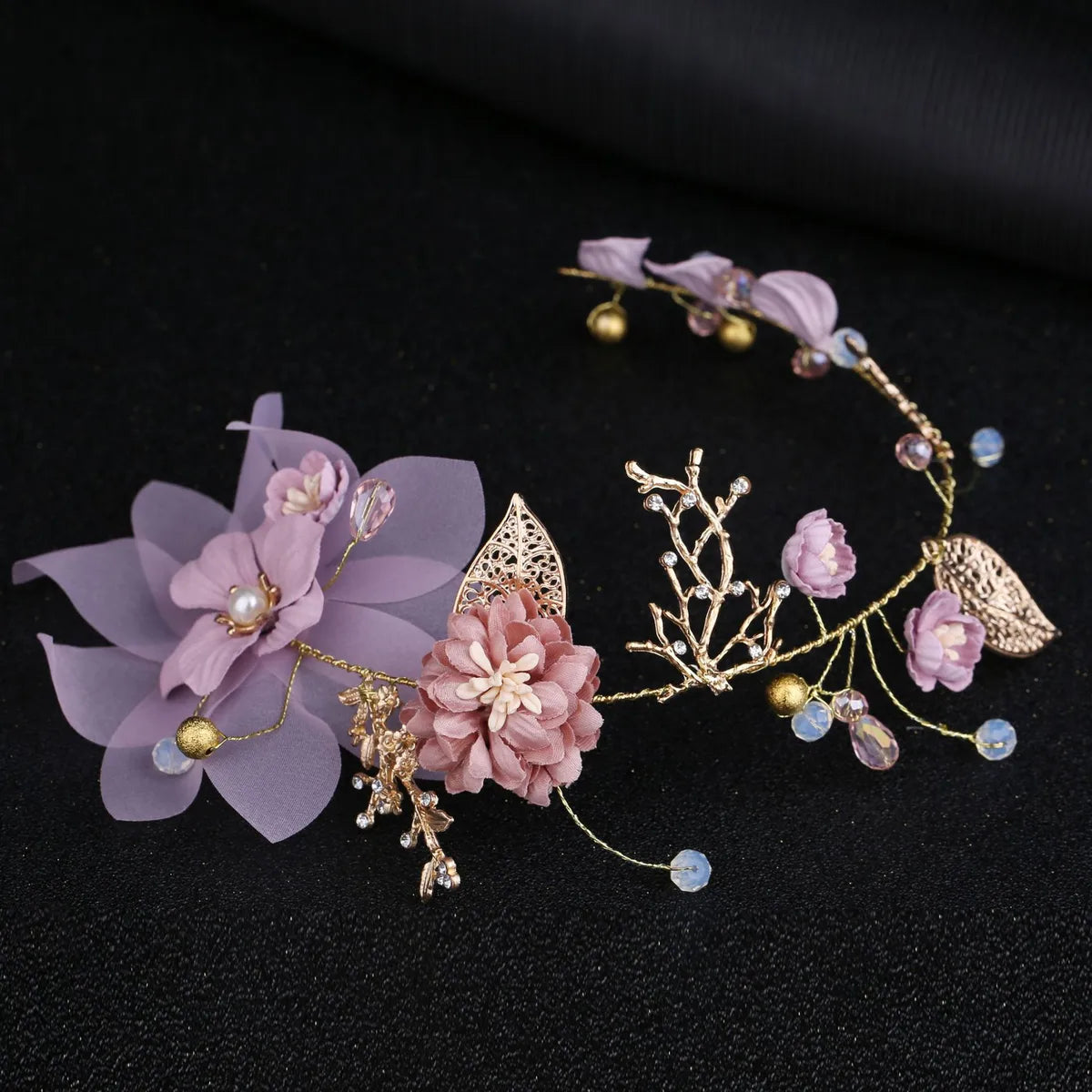 Fashion Retro Purple Bridal Headdress Head Flower Wedding Hair Accessories