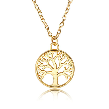 Fashion Retro Tree Of Life Pendant Alloy Ladies Peace Tree Necklace Clavicle Chain