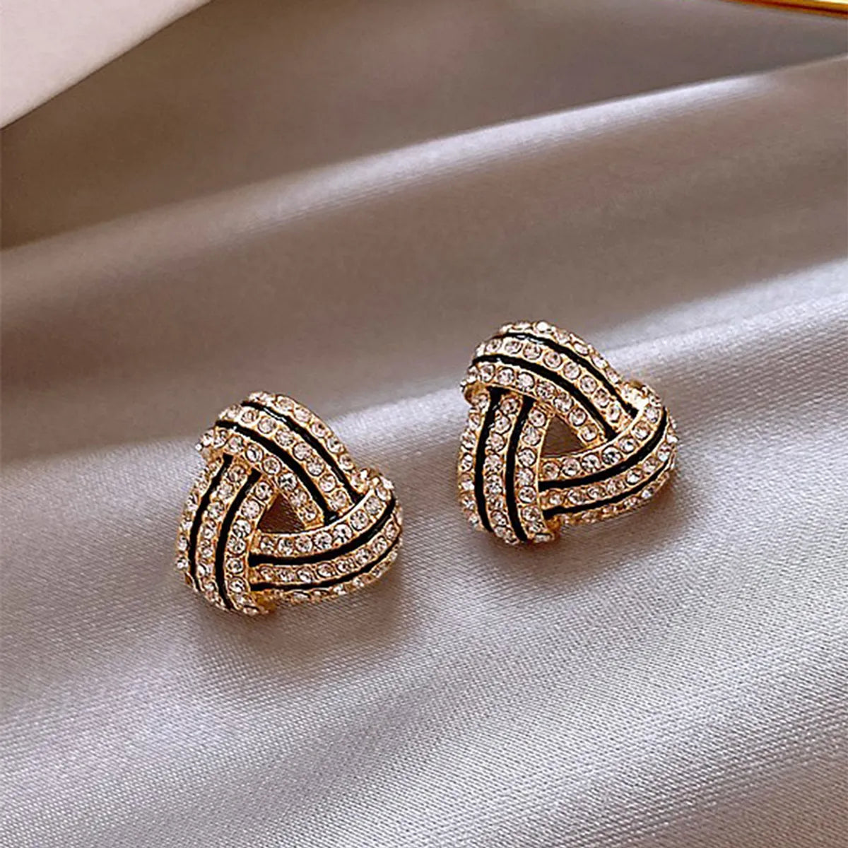 Fashion Rhinestone Drop Oil Triangle Stud Earrings