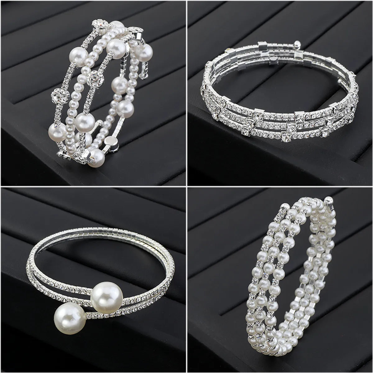 Fashion Rhinestone Pearl Multi-layer Winding Bracelet