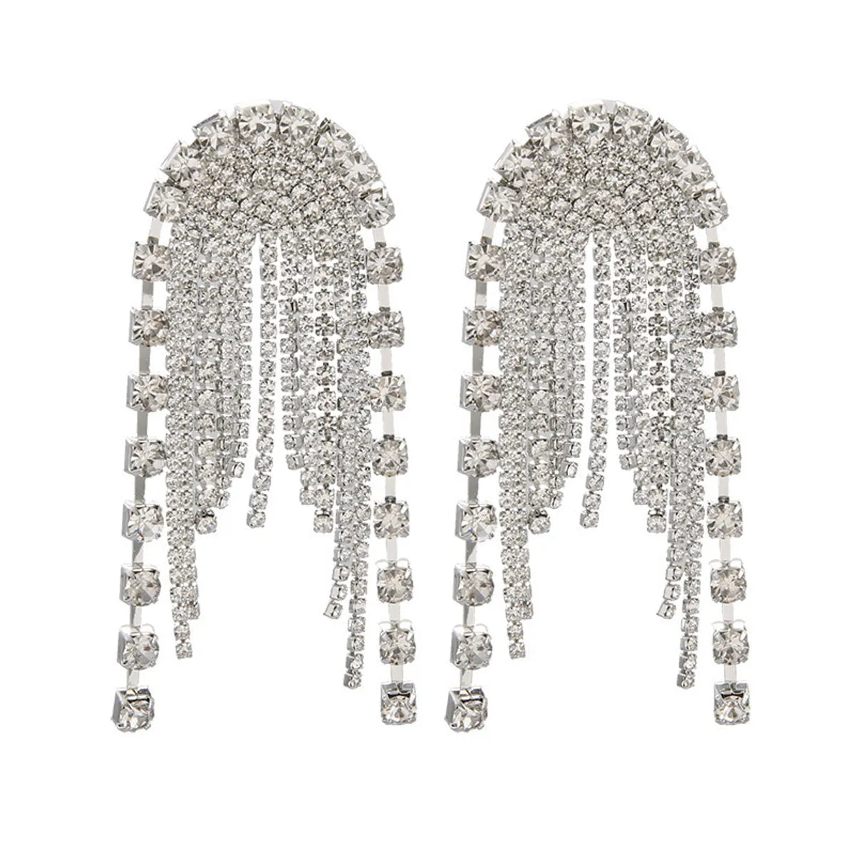 Fashion Rhinestones Long Tassel Earrings