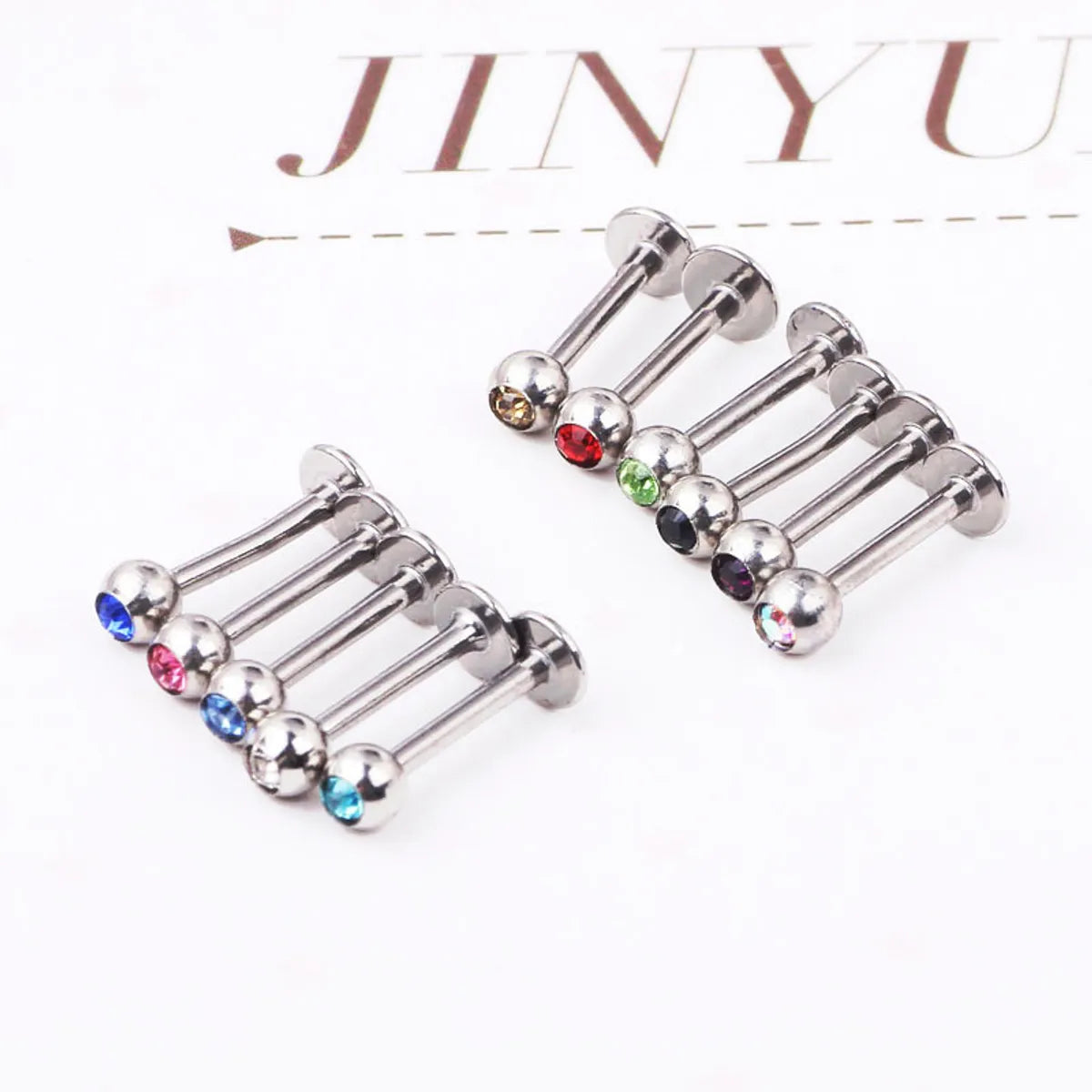 Fashion Rhombus Stainless Steel Inlay Ear Studs 1 Piece