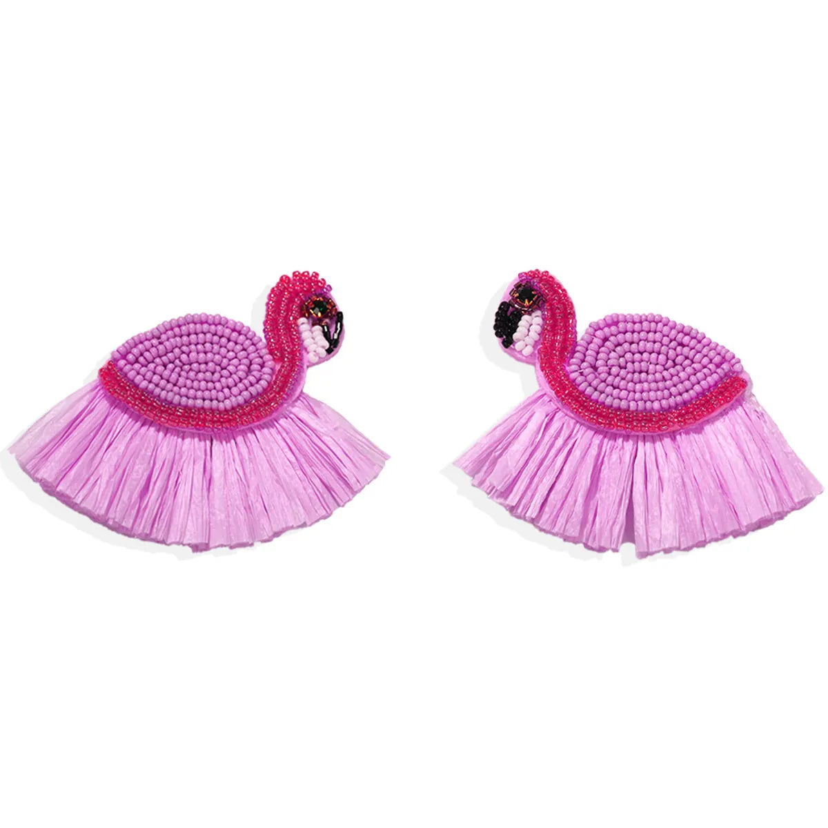 Fashion Rice Beads Swan Raffia Fringed Earrings Handmade Beads Cute Earrings Wholesale Gooddiy