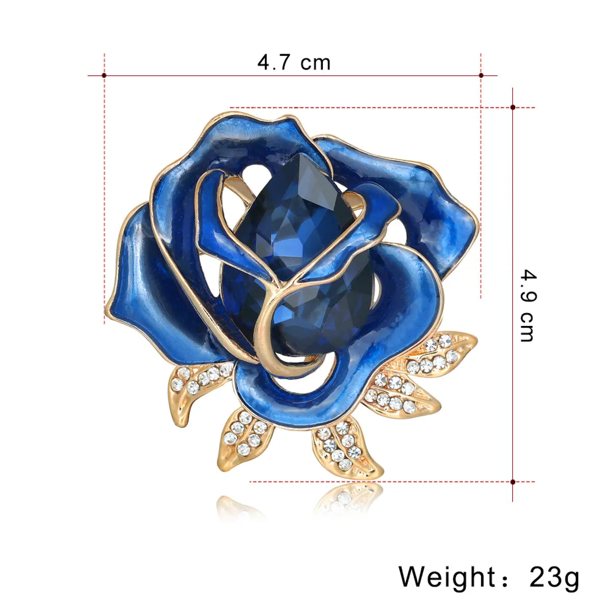 Fashion Rose Alloy Enamel Hollow Out Inlay Rhinestones Glass Women'S Brooches