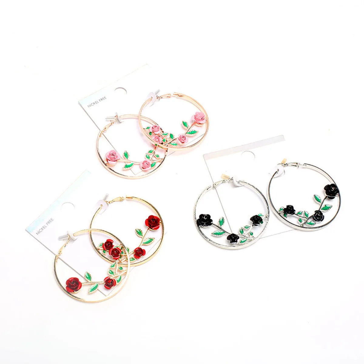 Fashion Rose Alloy Enamel Plating Earrings