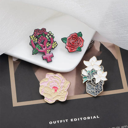 Fashion Rose Alloy Enamel Unisex Brooches