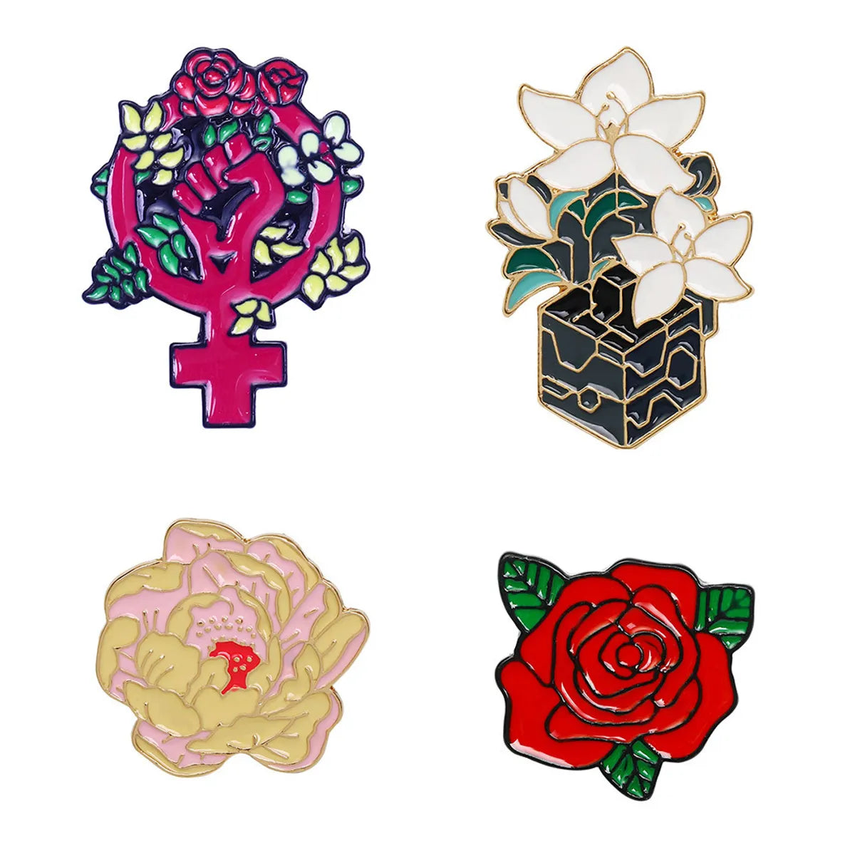 Fashion Rose Alloy Enamel Unisex Brooches